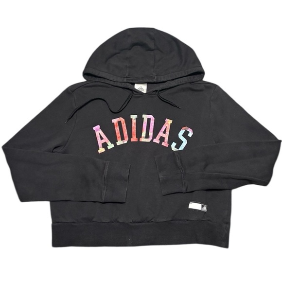 adidas Tops - Adidas Junior’s Medium Black Hoodie with Multicolor Logo